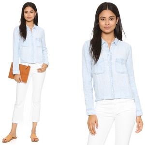 AYR - Striped Linen Canyon Button Down, M